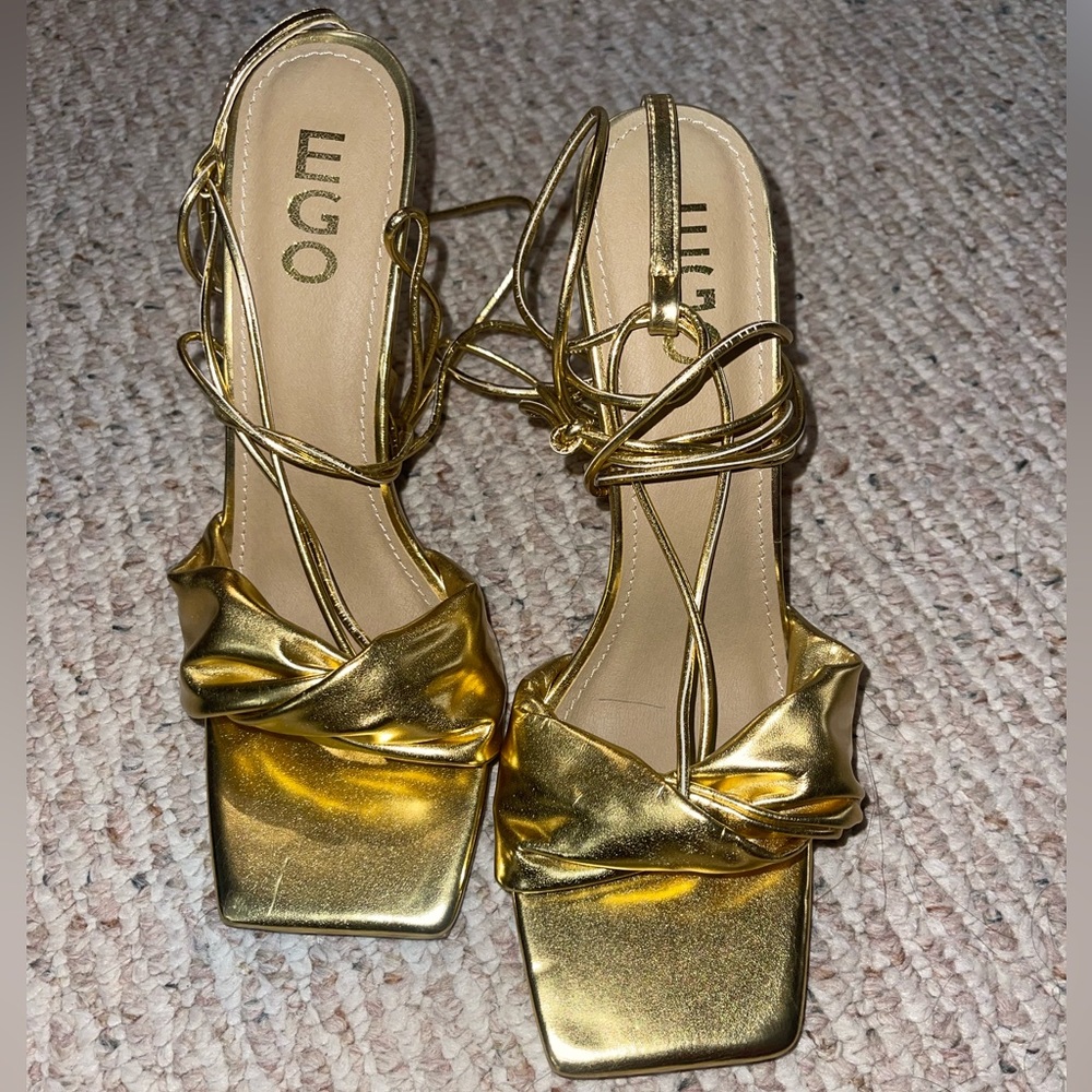 Gold Strappy Heels Size UK 7 ; Never Worn